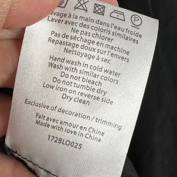 Sezane 100% Silk Lace Trim Cassandra Blouse Black Size 38 French US 6 Minimalist - Picture 8 of 16